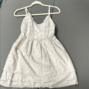 Nwot Elegant White Eyelet Mini Dress
